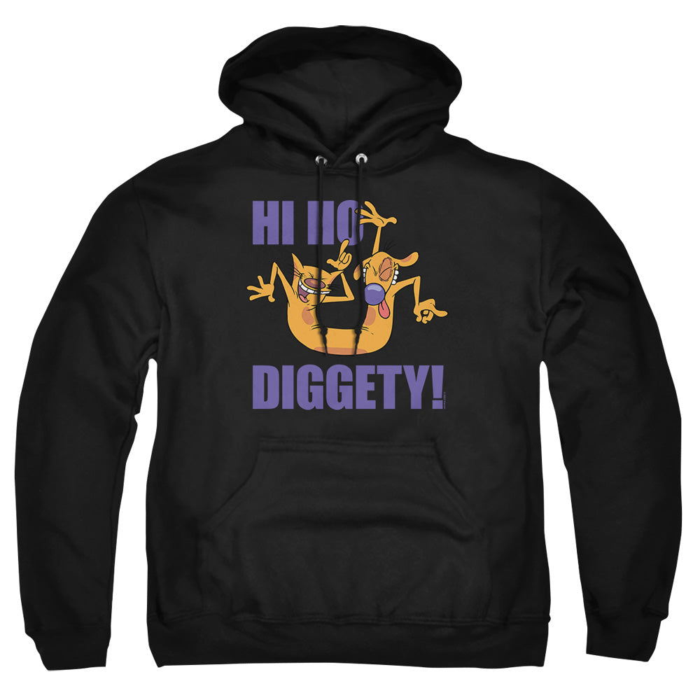 AN OFFCIALLY LICENSED CATDOG HI HO DIGGETY ADULT UNISEX PULLOVER HOODIE BLACK