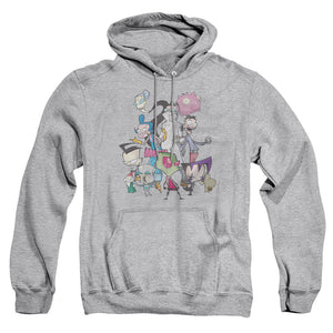 AN OFFCIALLY LICENSED INVADER ZIM GROUP SHOT ADULT UNISEX PULLOVER HOODIE ATHLETIC HEATHER