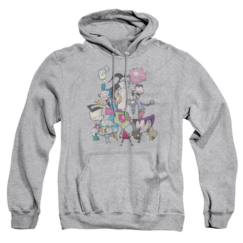 AN OFFCIALLY LICENSED INVADER ZIM GROUP SHOT ADULT UNISEX PULLOVER HOODIE ATHLETIC HEATHER