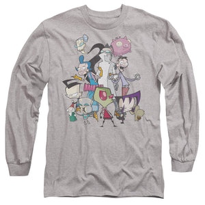 AN OFFCIALLY LICENSED INVADER ZIM GROUP SHOT MEN'S LONG SLEEVE T-SHIRT ATHLETIC HEATHER