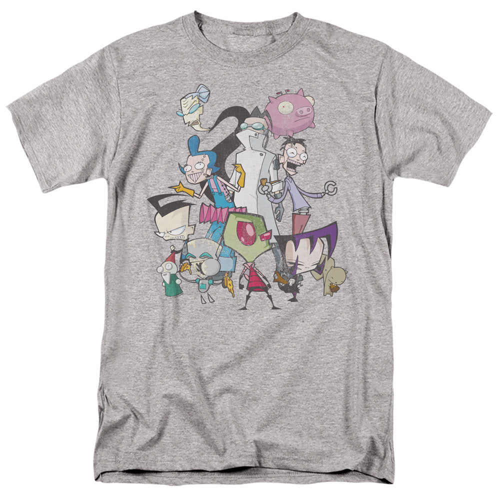 AN OFFCIALLY LICENSED INVADER ZIM GROUP SHOT MEN'S REGULAR FIT T-SHIRT ATHLETIC HEATHER