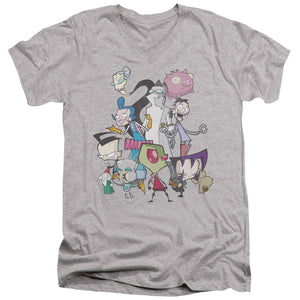 AN OFFCIALLY LICENSED INVADER ZIM GROUP SHOT MEN'S V-NECK T-SHIRT ATHLETIC HEATHER