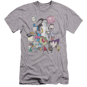 AN OFFCIALLY LICENSED INVADER ZIM GROUP SHOT MEN'S PREMIUM SLIM FIT T-SHIRT ATHLETIC HEATHER