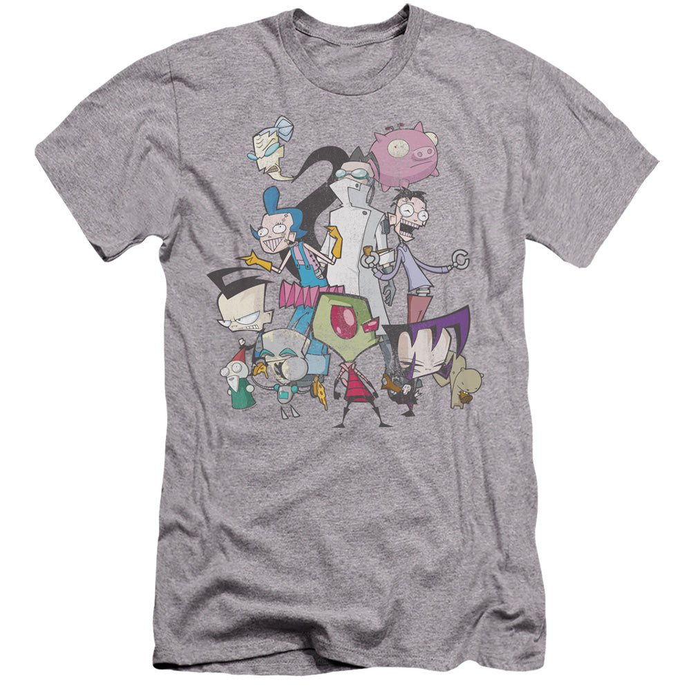 AN OFFCIALLY LICENSED INVADER ZIM GROUP SHOT MEN'S PREMIUM SLIM FIT T-SHIRT ATHLETIC HEATHER