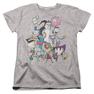 AN OFFCIALLY LICENSED INVADER ZIM GROUP SHOT WOMEN'S REGULAR FIT T-SHIRT ATHLETIC HEATHER