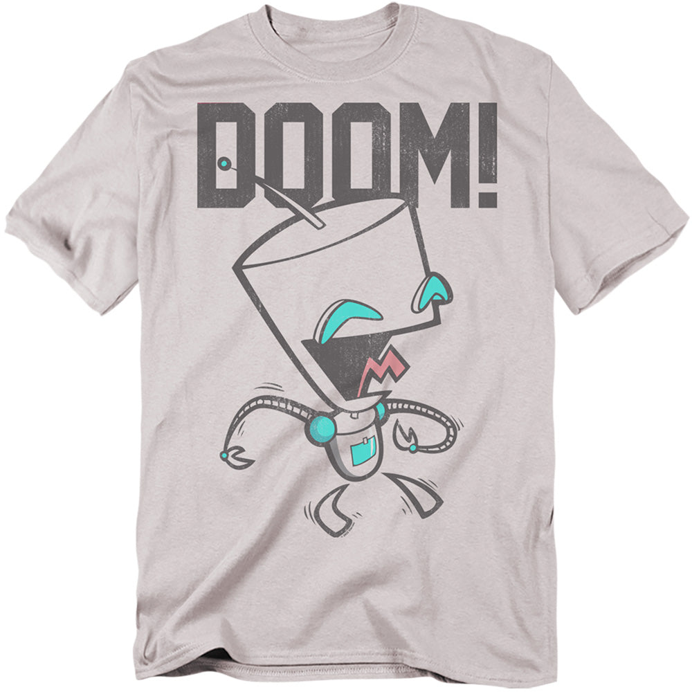 AN OFFCIALLY LICENSED INVADER ZIM DOOM COLLEGIATE MEN'S REGULAR FIT T-SHIRT SILVER