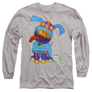AN OFFCIALLY LICENSED JIMMY NEUTRON GODDARD NEON MEN'S LONG SLEEVE T-SHIRT ATHLETIC HEATHER