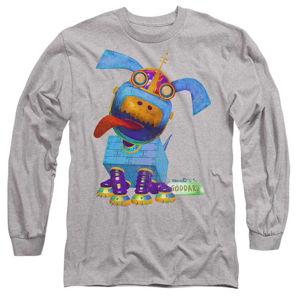 AN OFFCIALLY LICENSED JIMMY NEUTRON GODDARD NEON MEN'S LONG SLEEVE T-SHIRT ATHLETIC HEATHER