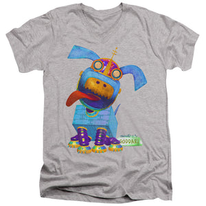 AN OFFCIALLY LICENSED JIMMY NEUTRON GODDARD NEON MEN'S V-NECK T-SHIRT ATHLETIC HEATHER