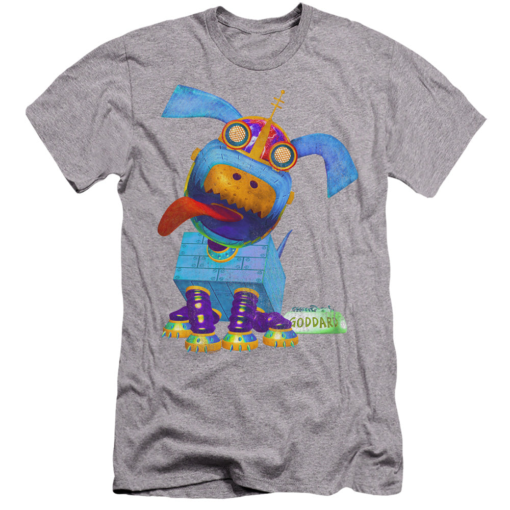 AN OFFCIALLY LICENSED JIMMY NEUTRON GODDARD NEON MEN'S PREMIUM SLIM FIT T-SHIRT ATHLETIC HEATHER