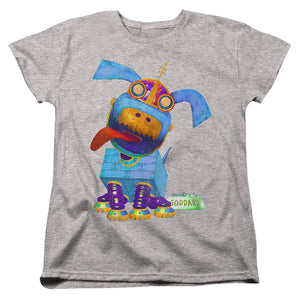 AN OFFCIALLY LICENSED JIMMY NEUTRON GODDARD NEON WOMEN'S REGULAR FIT T-SHIRT ATHLETIC HEATHER