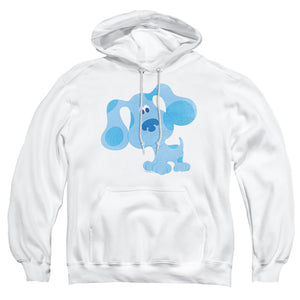 AN OFFCIALLY LICENSED BLUE'S CLUES CLASSIC HAPPY BLUE'S CLUES ADULT UNISEX PULLOVER HOODIE WHITE