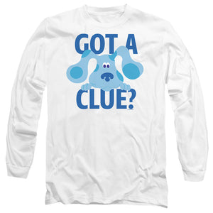 AN OFFCIALLY LICENSED BLUE'S CLUES CLASSIC GOT A CLUE MEN'S LONG SLEEVE T-SHIRT WHITE
