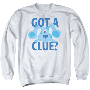AN OFFCIALLY LICENSED BLUE'S CLUES CLASSIC GOT A CLUE ADULT UNISEX CREWNECK SWEATSHIRT WHITE