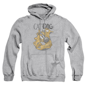 AN OFFCIALLY LICENSED CATDOG STUCK TOGETHER ADULT UNISEX PULLOVER HOODIE ATHLETIC HEATHER