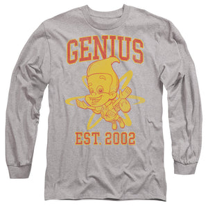 AN OFFCIALLY LICENSED JIMMY NEUTRON GENIUS COLLEGIATE MEN'S LONG SLEEVE T-SHIRT ATHLETIC HEATHER