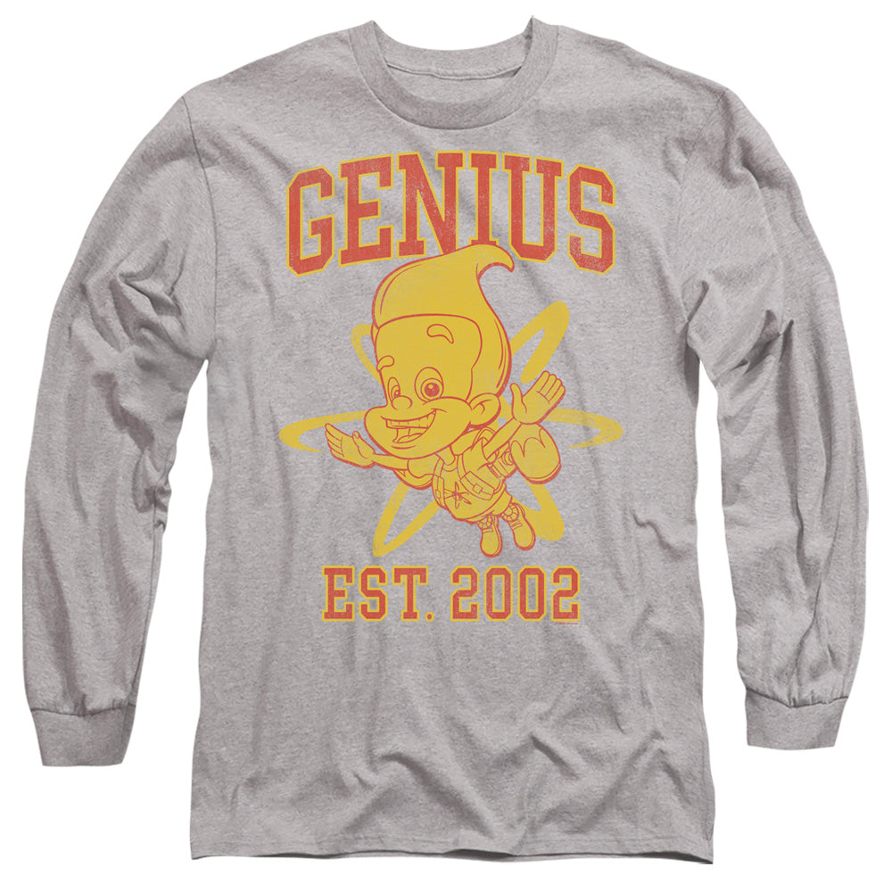 AN OFFCIALLY LICENSED JIMMY NEUTRON GENIUS COLLEGIATE MEN'S LONG SLEEVE T-SHIRT ATHLETIC HEATHER