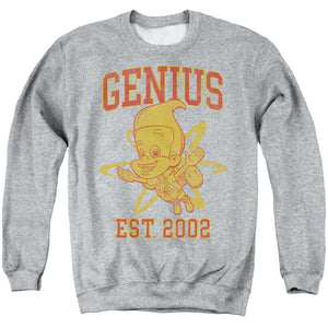 AN OFFCIALLY LICENSED JIMMY NEUTRON GENIUS COLLEGIATE ADULT UNISEX CREWNECK SWEATSHIRT ATHLETIC HEATHER
