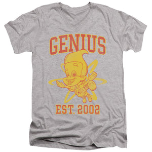 AN OFFCIALLY LICENSED JIMMY NEUTRON GENIUS COLLEGIATE MEN'S V-NECK T-SHIRT ATHLETIC HEATHER