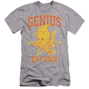 AN OFFCIALLY LICENSED JIMMY NEUTRON GENIUS COLLEGIATE MEN'S PREMIUM SLIM FIT T-SHIRT ATHLETIC HEATHER