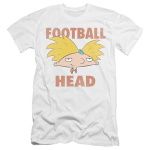 AN OFFCIALLY LICENSED HEY ARNOLD FOOTBALL HEAD MEN'S PREMIUM SLIM FIT T-SHIRT WHITE
