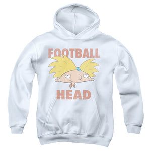 AN OFFCIALLY LICENSED HEY ARNOLD FOOTBALL HEAD YOUTH HOODIE WHITE