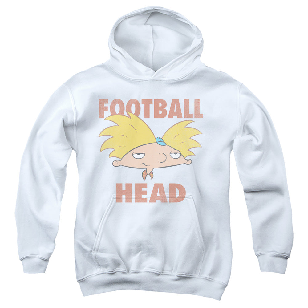 AN OFFCIALLY LICENSED HEY ARNOLD FOOTBALL HEAD YOUTH HOODIE WHITE