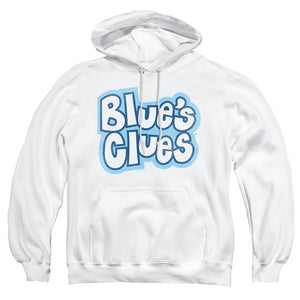AN OFFCIALLY LICENSED BLUES CLUES BLUE'S CLUES VINTAGE LOGO ADULT UNISEX PULLOVER HOODIE WHITE