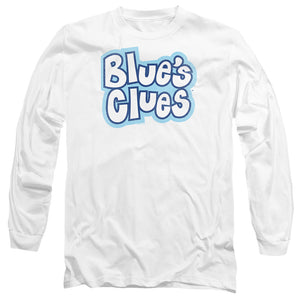 AN OFFCIALLY LICENSED BLUES CLUES BLUE'S CLUES VINTAGE LOGO MEN'S LONG SLEEVE T-SHIRT WHITE