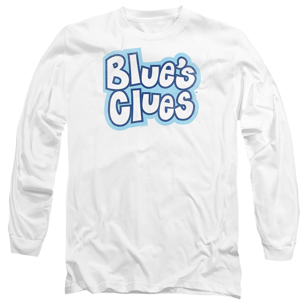 AN OFFCIALLY LICENSED BLUES CLUES BLUE'S CLUES VINTAGE LOGO MEN'S LONG SLEEVE T-SHIRT WHITE