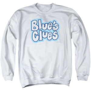 AN OFFCIALLY LICENSED BLUES CLUES BLUE'S CLUES VINTAGE LOGO ADULT UNISEX CREWNECK SWEATSHIRT WHITE