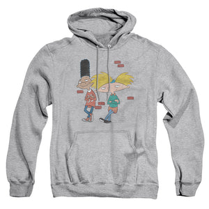 AN OFFCIALLY LICENSED HEY ARNOLD ARNOLD AND GERALD LEANING ADULT UNISEX PULLOVER HOODIE ATHLETIC HEATHER