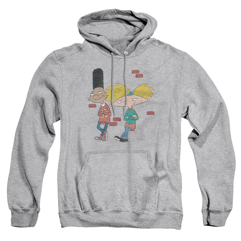 AN OFFCIALLY LICENSED HEY ARNOLD ARNOLD AND GERALD LEANING ADULT UNISEX PULLOVER HOODIE ATHLETIC HEATHER