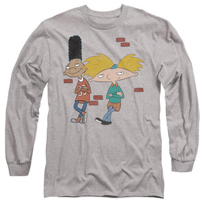 AN OFFCIALLY LICENSED HEY ARNOLD ARNOLD AND GERALD LEANING MEN'S LONG SLEEVE T-SHIRT ATHLETIC HEATHER