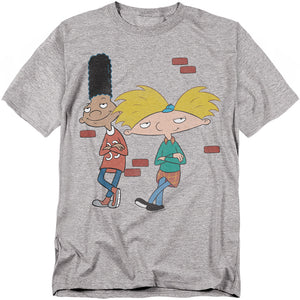 AN OFFCIALLY LICENSED HEY ARNOLD ARNOLD AND GERALD LEANING MEN'S REGULAR FIT T-SHIRT ATHLETIC HEATHER