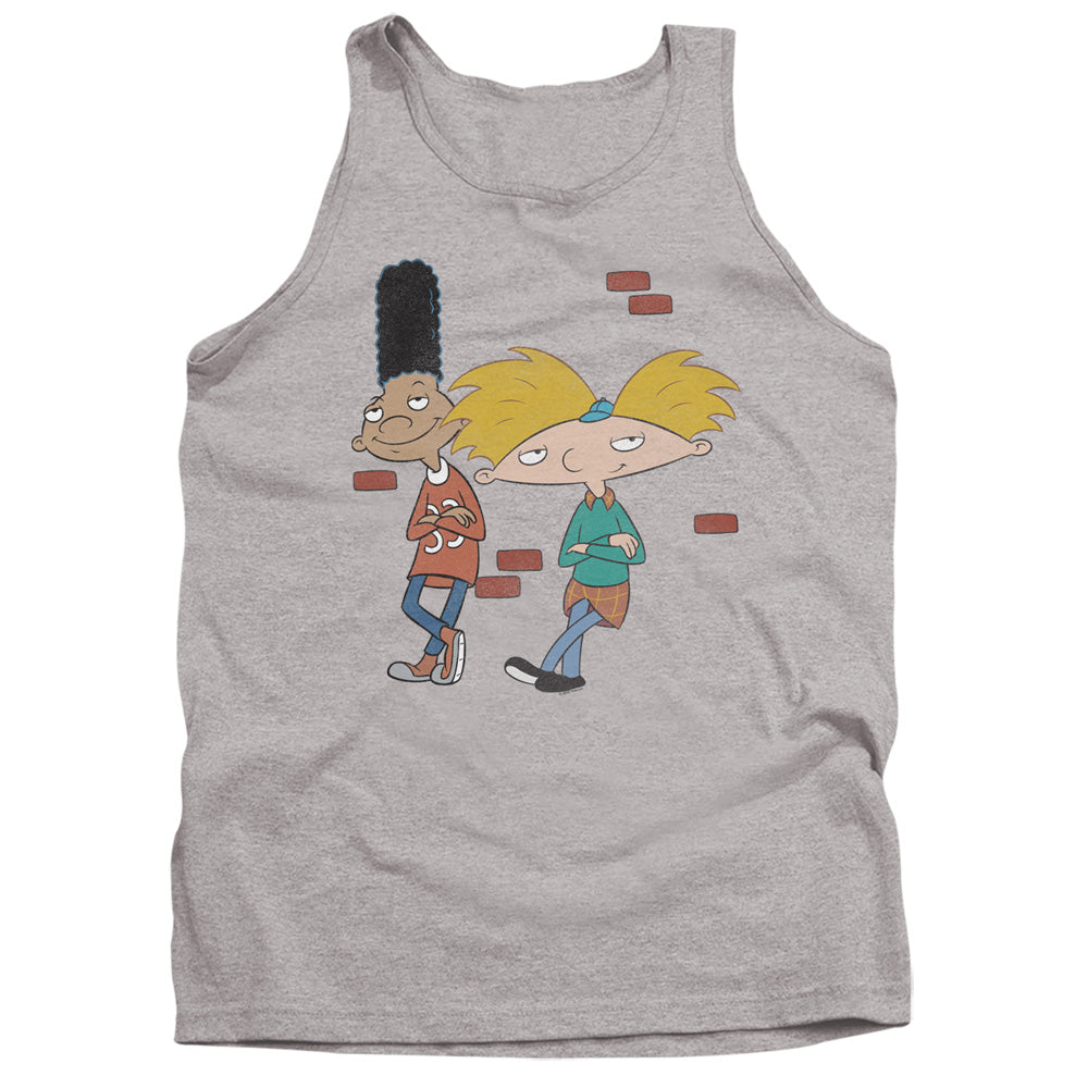 AN OFFCIALLY LICENSED HEY ARNOLD ARNOLD AND GERALD LEANING ADULT UNISEX TANK TOP ATHLETIC HEATHER