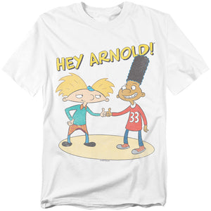 AN OFFCIALLY LICENSED HEY ARNOLD AND GERALD WITH LOGO MEN'S REGULAR FIT T-SHIRT WHITE