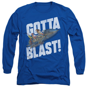 AN OFFCIALLY LICENSED JIMMY NEUTRON JIMMY NEUTRON GOTTA BLAST MEN'S LONG SLEEVE T-SHIRT ROYAL