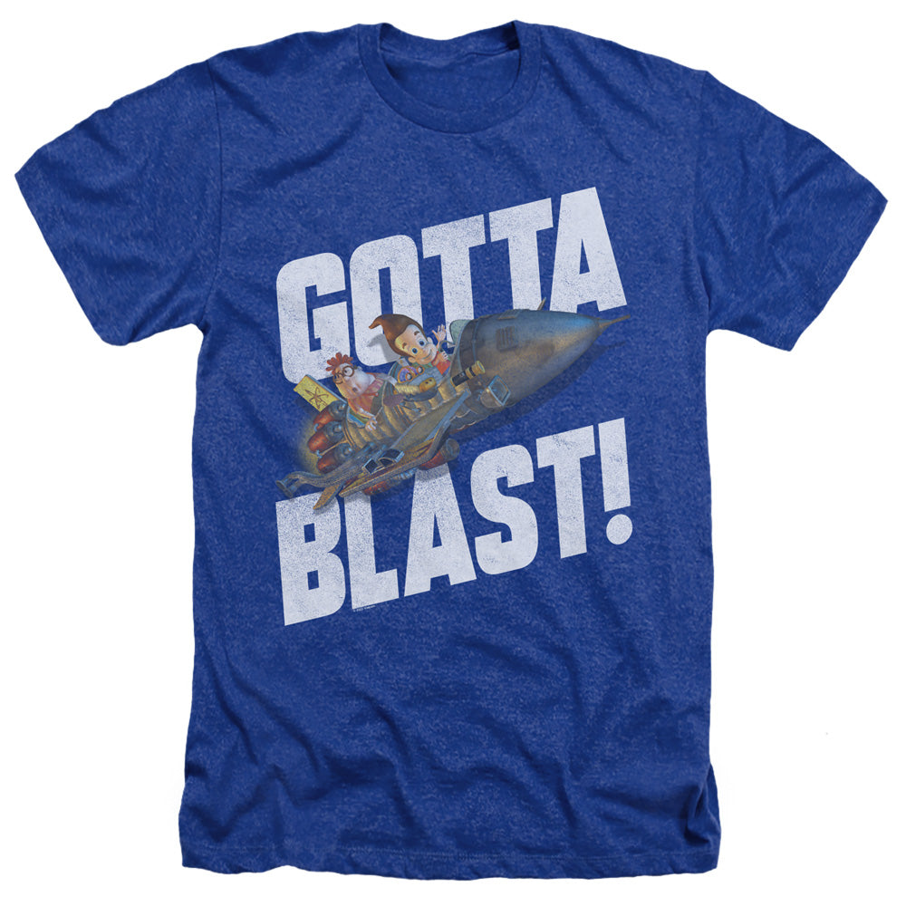 AN OFFCIALLY LICENSED JIMMY NEUTRON JIMMY NEUTRON GOTTA BLAST MEN'S HEATHER T-SHIRT ROYAL