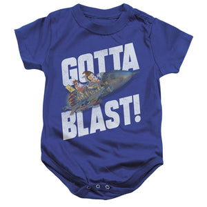 AN OFFCIALLY LICENSED JIMMY NEUTRON JIMMY NEUTRON GOTTA BLAST BABY BODYSUIT ROYAL