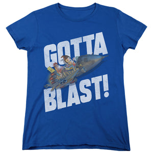 AN OFFCIALLY LICENSED JIMMY NEUTRON JIMMY NEUTRON GOTTA BLAST WOMEN'S REGULAR FIT T-SHIRT ROYAL