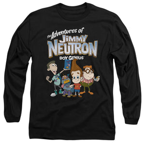 AN OFFCIALLY LICENSED JIMMY NEUTRON GROUP MEN'S LONG SLEEVE T-SHIRT BLACK