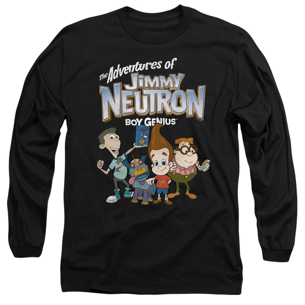 AN OFFCIALLY LICENSED JIMMY NEUTRON GROUP MEN'S LONG SLEEVE T-SHIRT BLACK