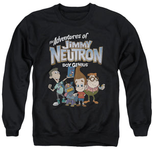 AN OFFCIALLY LICENSED JIMMY NEUTRON GROUP ADULT UNISEX CREWNECK SWEATSHIRT BLACK