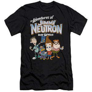 AN OFFCIALLY LICENSED JIMMY NEUTRON GROUP MEN'S PREMIUM SLIM FIT T-SHIRT BLACK
