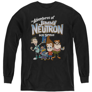AN OFFCIALLY LICENSED JIMMY NEUTRON GROUP YOUTH LONG SLEEVE T-SHIRT BLACK
