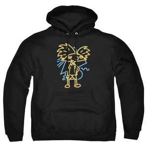 AN OFFCIALLY LICENSED HEY ARNOLD HEY ARNOLD NEON ADULT UNISEX PULLOVER HOODIE BLACK