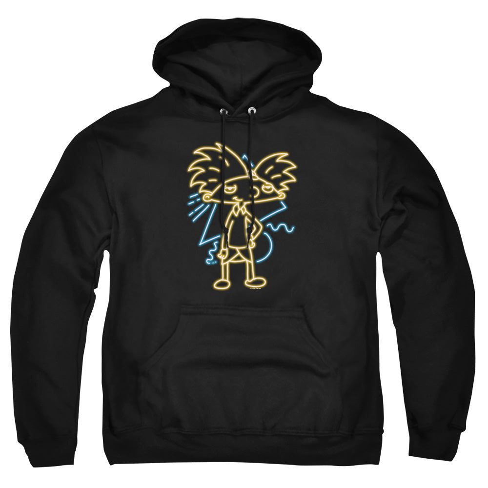 AN OFFCIALLY LICENSED HEY ARNOLD HEY ARNOLD NEON ADULT UNISEX PULLOVER HOODIE BLACK