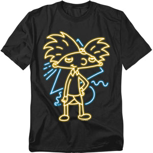 AN OFFCIALLY LICENSED HEY ARNOLD HEY ARNOLD NEON MEN'S REGULAR FIT T-SHIRT BLACK