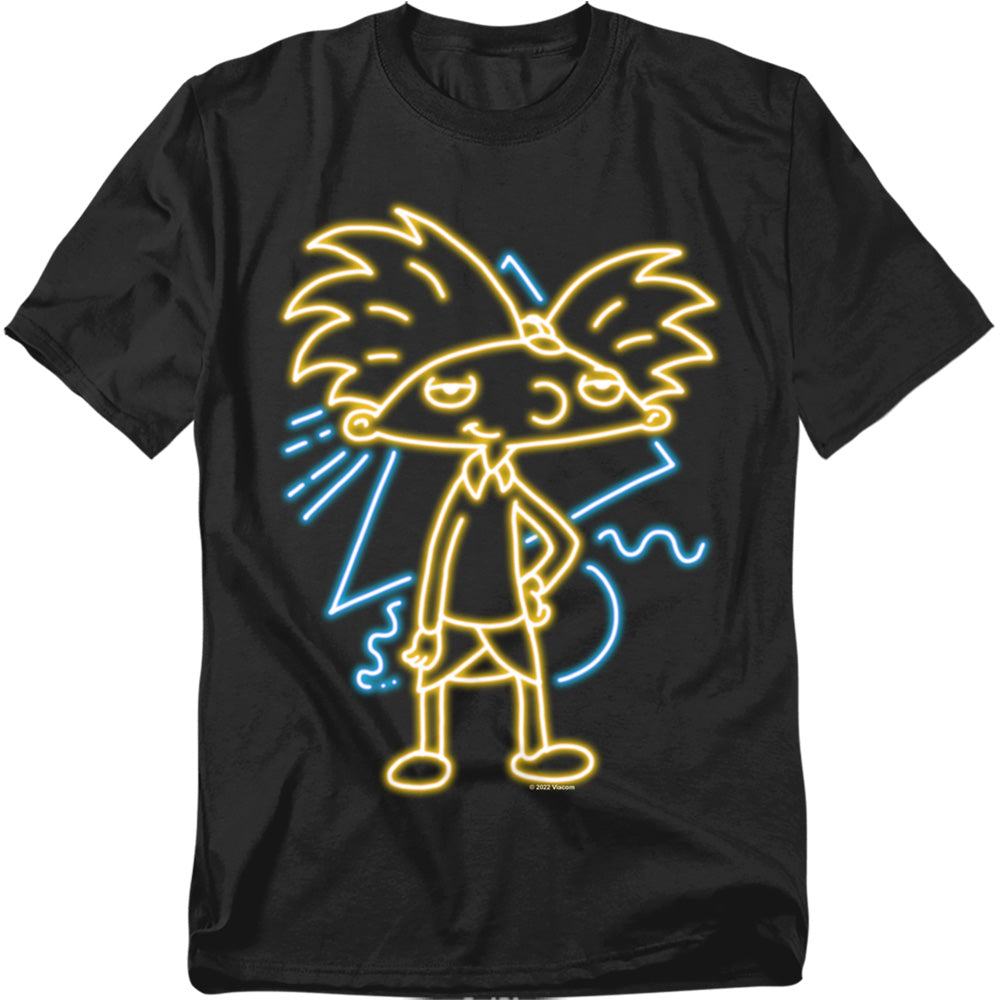 AN OFFCIALLY LICENSED HEY ARNOLD HEY ARNOLD NEON MEN'S REGULAR FIT T-SHIRT BLACK